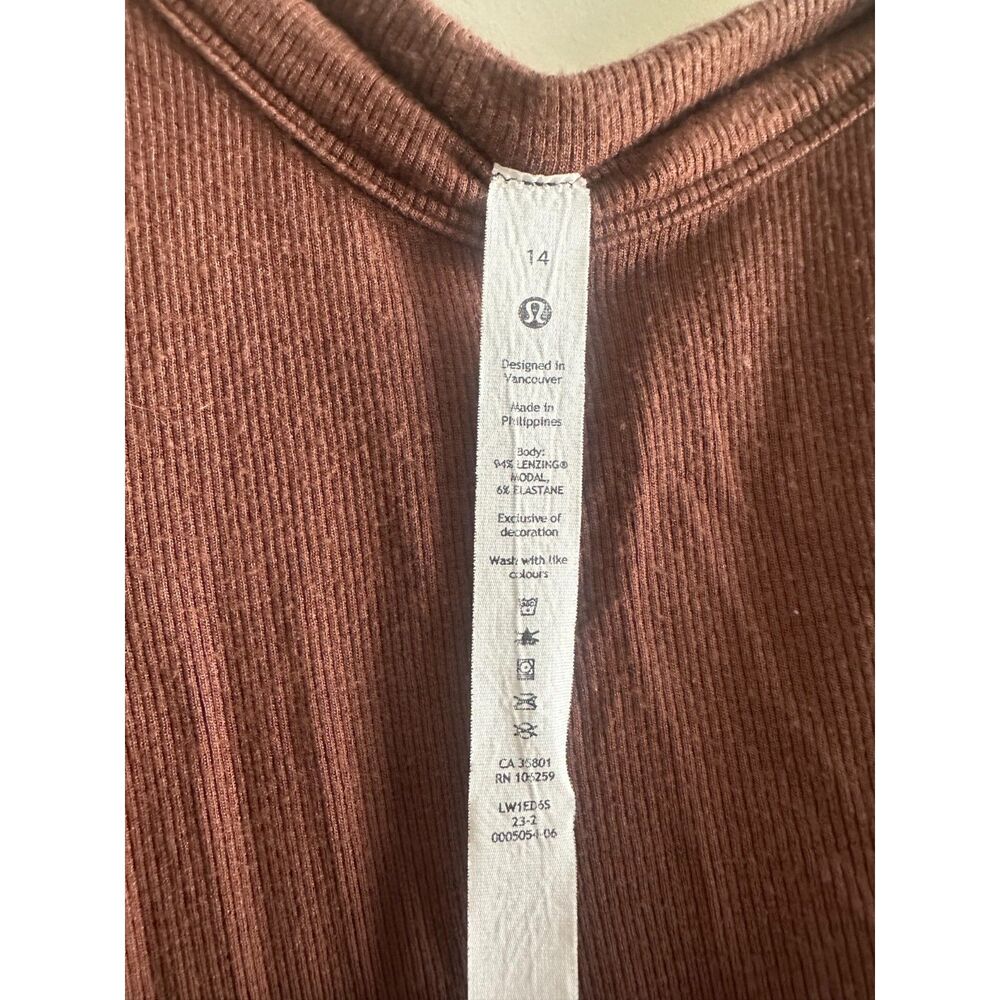Lululemon Hold Tight Tank Top Java Brown Size 14 Ribbed Cropped - Java - Picture 3 of 4